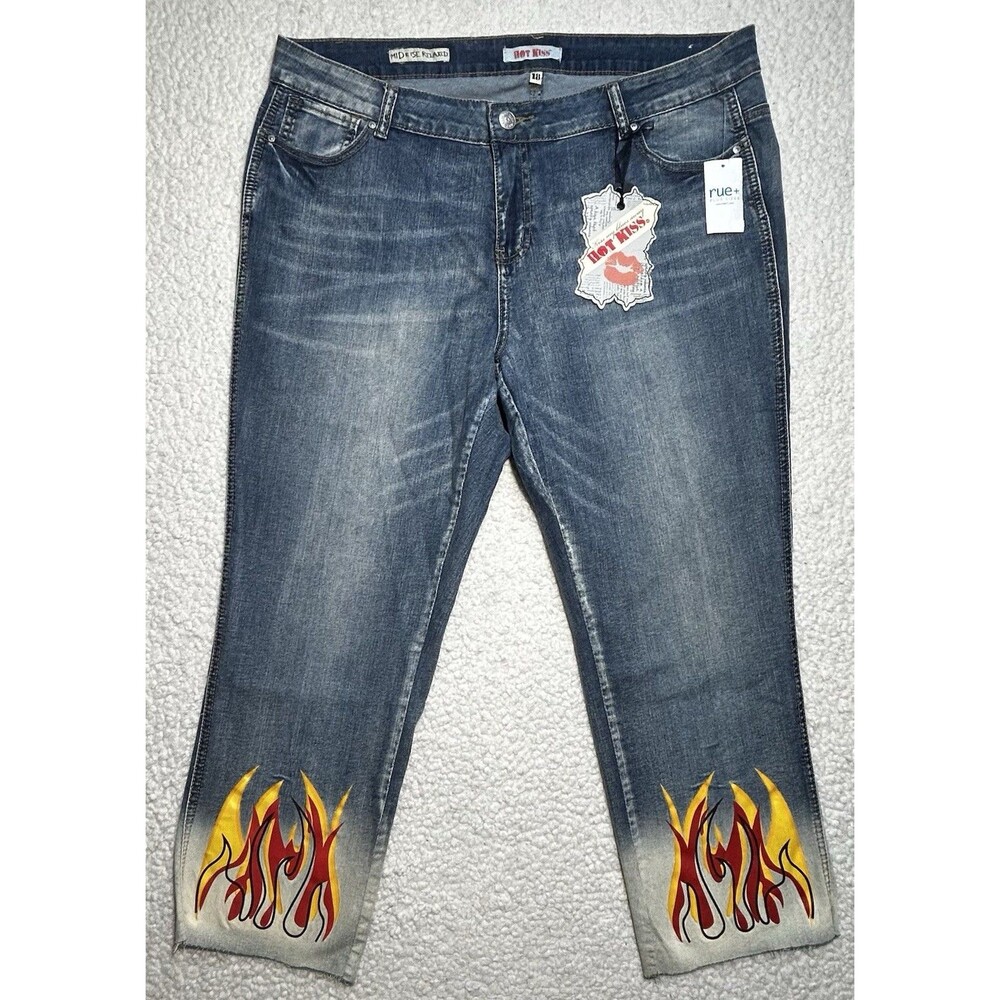 NWT Hot Kiss rue21 Womens Plus Size 18 Mid Rise Relaxed Jeans Medium Wash